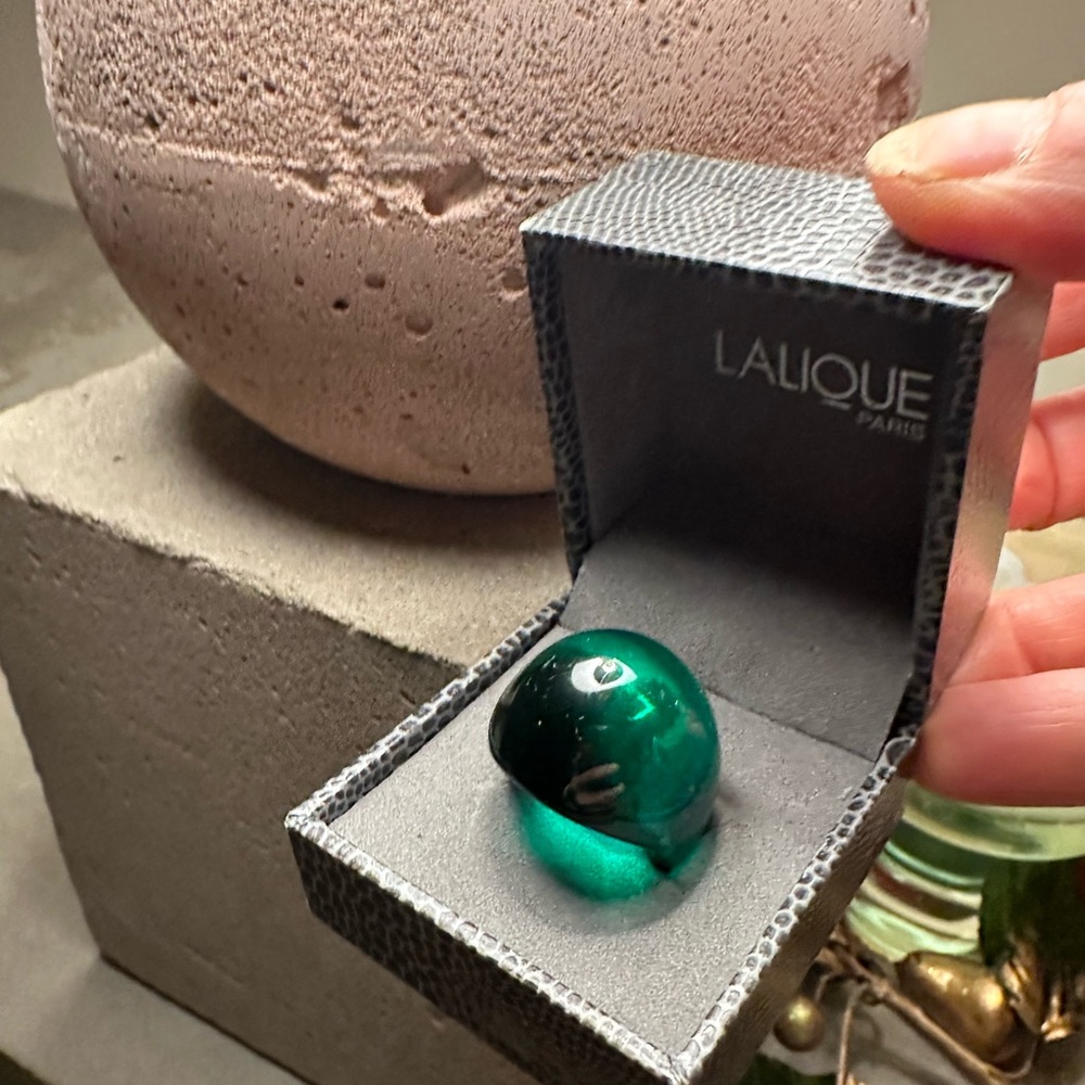 Lalique dome glass ring. - size 5 1/2. marking shown in pic